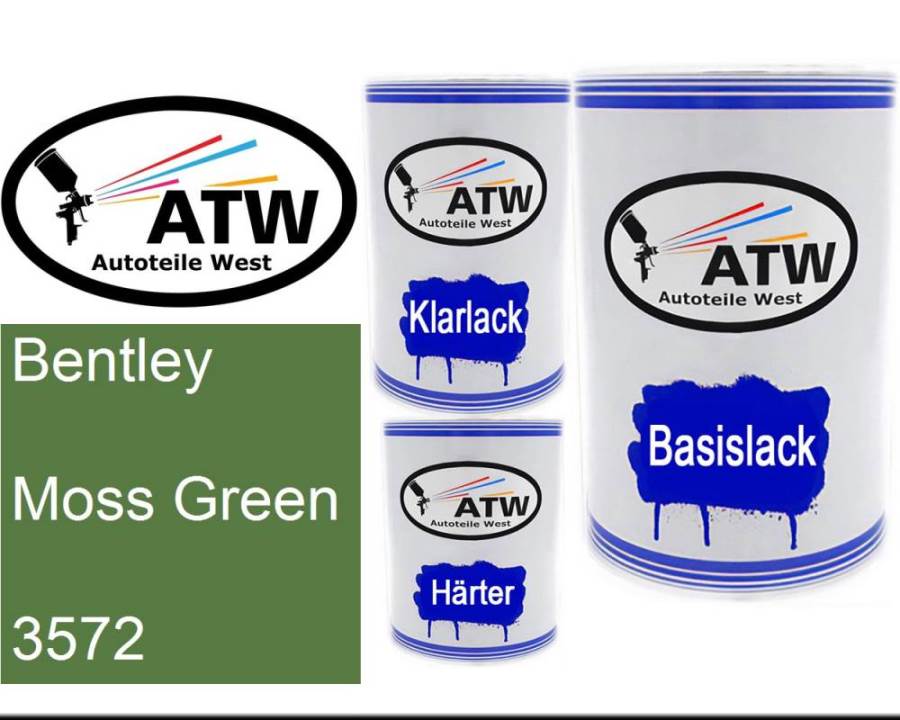 Bentley, Moss Green, 3572: 500ml Lackdose + 500ml Klarlack + 250ml Härter - Set, von ATW Autoteile West.